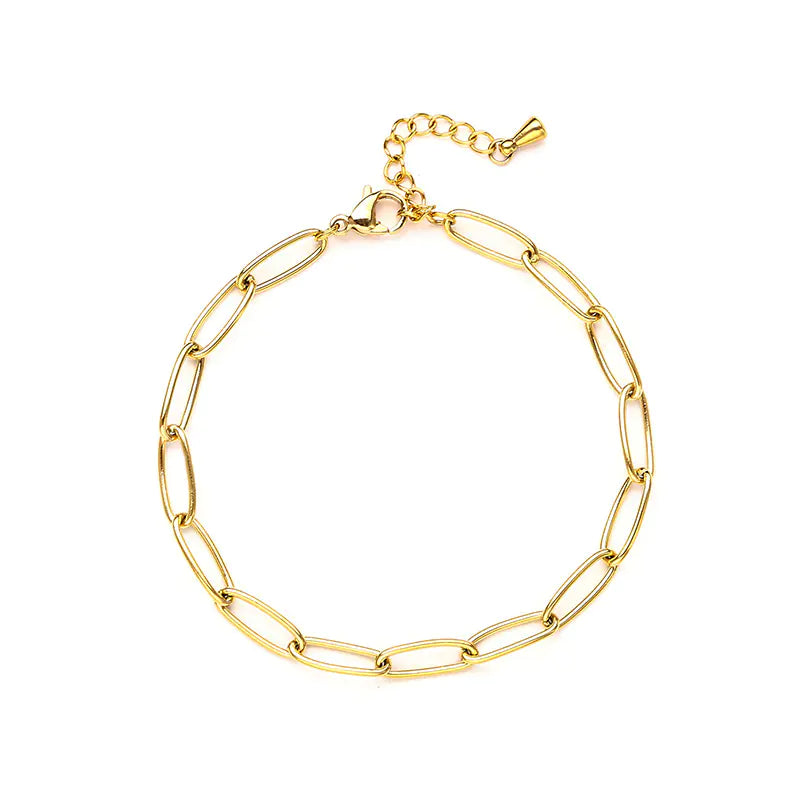 Gold Stainless Steel Oval Chain Bracelet