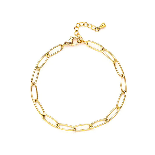Gold Stainless Steel Oval Chain Bracelet