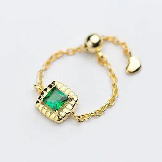 Zircon Stone Adjustable Chain Ring