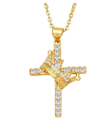 Crown Cross Pendant Necklace